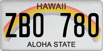 HI license plate ZBO780