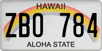 HI license plate ZBO784