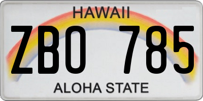 HI license plate ZBO785