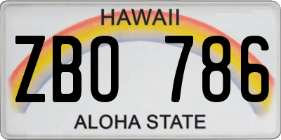 HI license plate ZBO786