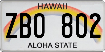 HI license plate ZBO802