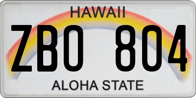 HI license plate ZBO804