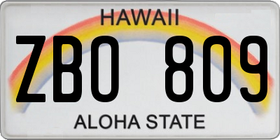 HI license plate ZBO809