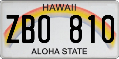 HI license plate ZBO810