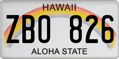 HI license plate ZBO826