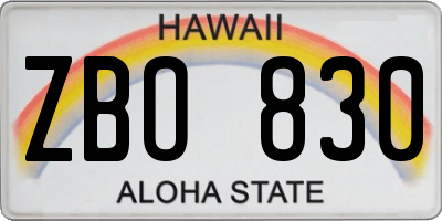 HI license plate ZBO830