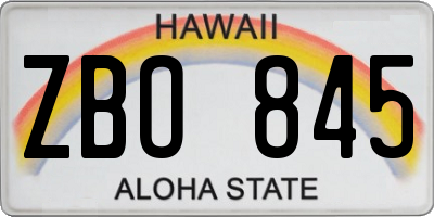 HI license plate ZBO845