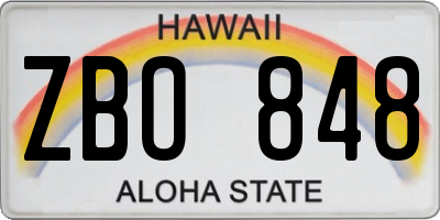 HI license plate ZBO848