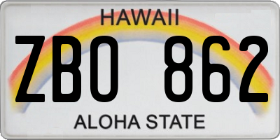 HI license plate ZBO862