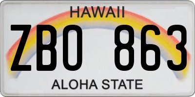 HI license plate ZBO863