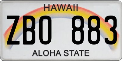 HI license plate ZBO883