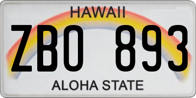 HI license plate ZBO893