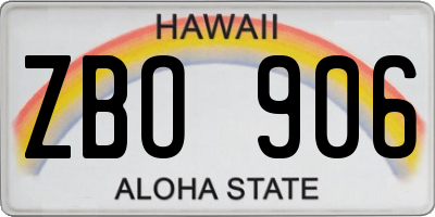 HI license plate ZBO906
