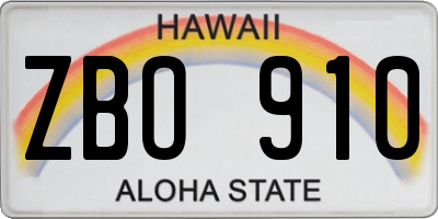 HI license plate ZBO910