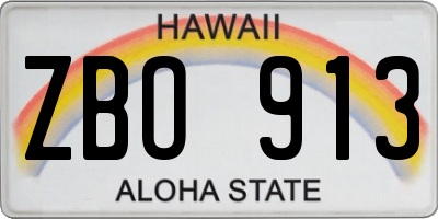 HI license plate ZBO913