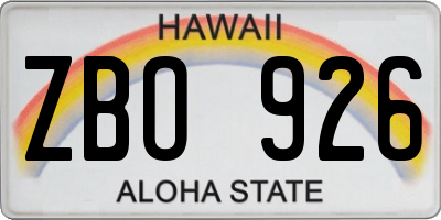 HI license plate ZBO926