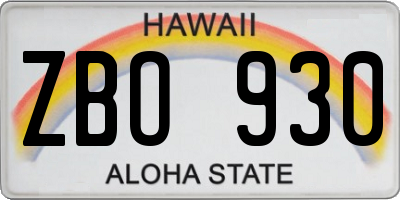 HI license plate ZBO930