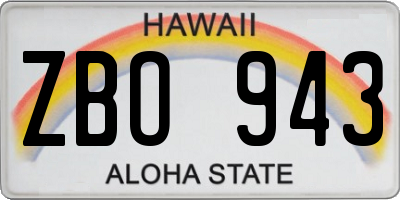 HI license plate ZBO943