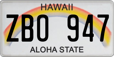 HI license plate ZBO947