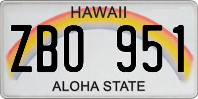 HI license plate ZBO951