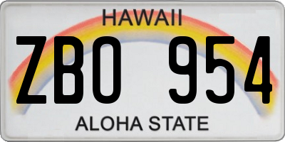 HI license plate ZBO954