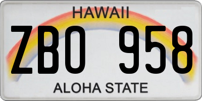 HI license plate ZBO958