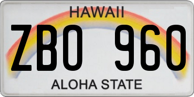 HI license plate ZBO960