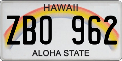 HI license plate ZBO962