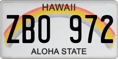 HI license plate ZBO972