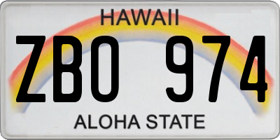 HI license plate ZBO974