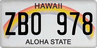 HI license plate ZBO978