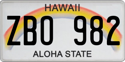 HI license plate ZBO982