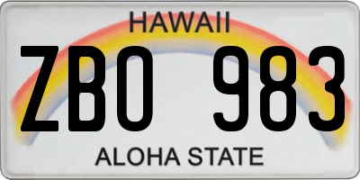 HI license plate ZBO983