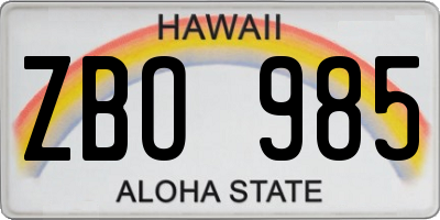 HI license plate ZBO985