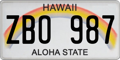 HI license plate ZBO987