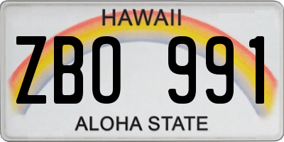 HI license plate ZBO991