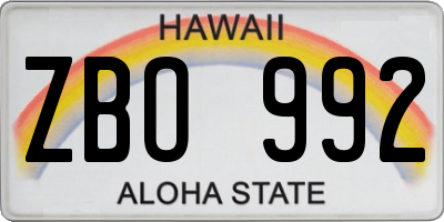 HI license plate ZBO992