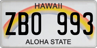 HI license plate ZBO993