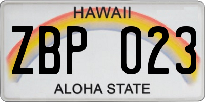 HI license plate ZBP023