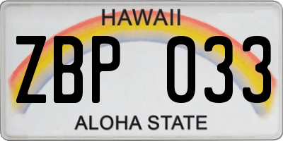 HI license plate ZBP033