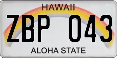 HI license plate ZBP043