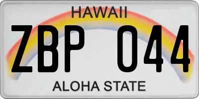 HI license plate ZBP044