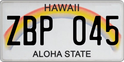 HI license plate ZBP045