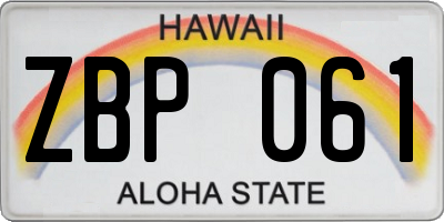 HI license plate ZBP061