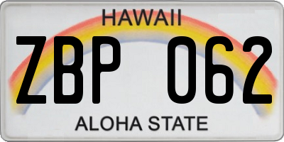 HI license plate ZBP062