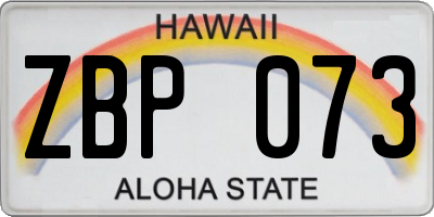 HI license plate ZBP073