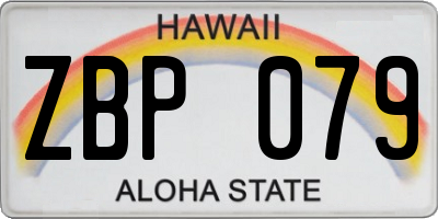 HI license plate ZBP079