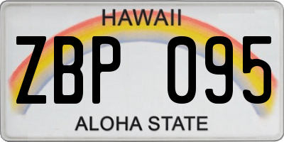 HI license plate ZBP095