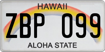 HI license plate ZBP099