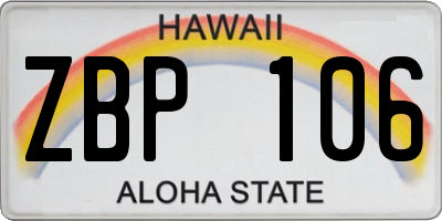 HI license plate ZBP106